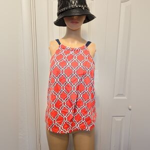 Crown & Ivy Women's Swim top  Red And Blue  medium.